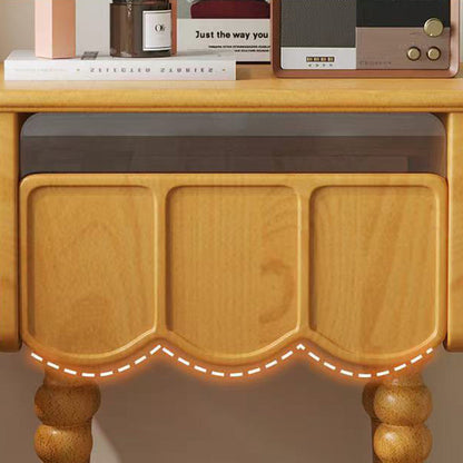Modern Minimalist Wood & Glass Rectangular Nightstand With 1 Drawer For Bedroom And Living Room