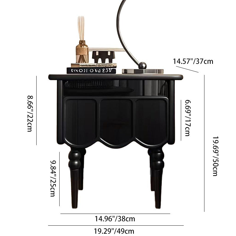 Modern Minimalist Wood & Glass Rectangular Nightstand With 1 Drawer For Bedroom And Living Room