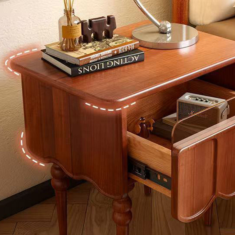 Modern Minimalist Wood & Glass Rectangular Nightstand With 1 Drawer For Bedroom And Living Room