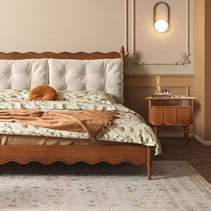 Modern Minimalist Wood & Glass Rectangular Nightstand With 1 Drawer For Bedroom And Living Room
