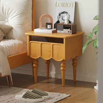 Modern Minimalist Wood & Glass Rectangular Nightstand With 1 Drawer For Bedroom And Living Room