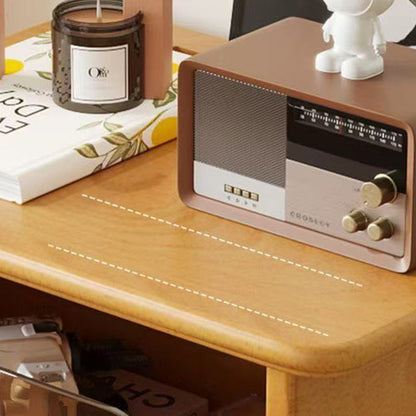 Modern Minimalist Wood & Glass Rectangular Nightstand With 1 Drawer For Bedroom And Living Room