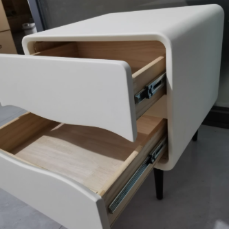 Modern Minimalist Microfiber Leather & Wood Square Nightstand With 2 Drawers For Bedroom And Living Room