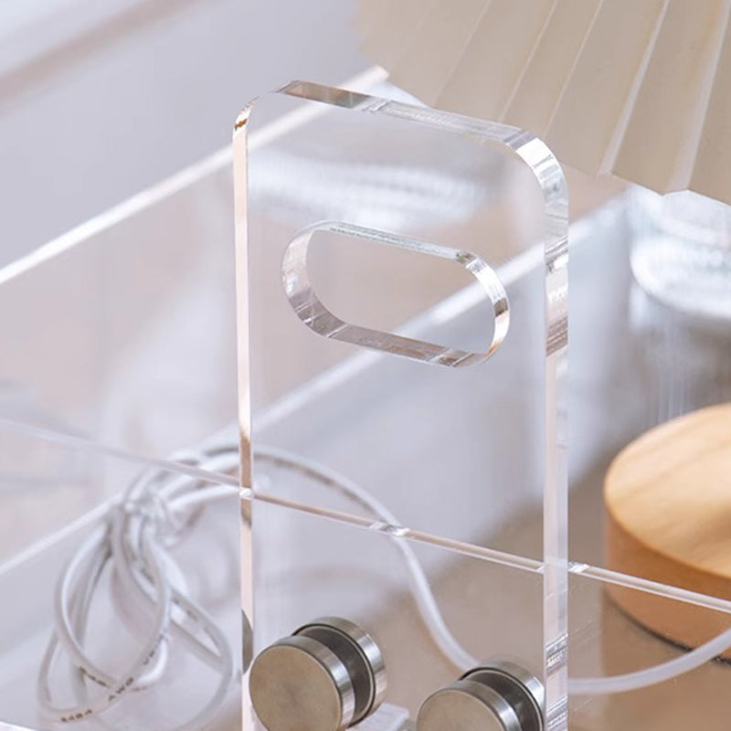 Modern Minimalist Acrylic Rectangular Side Table With 2/3-Tier Storage For Bedroom & Living Room