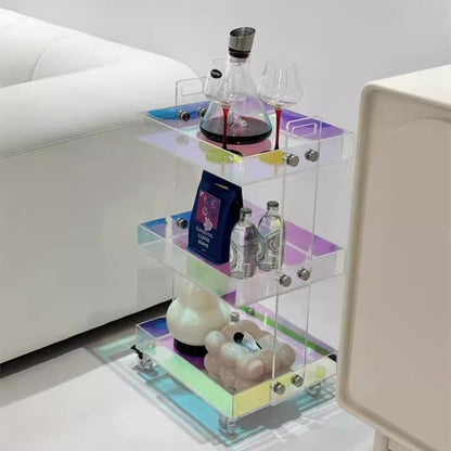 Modern Minimalist Acrylic Rectangular Side Table With 2/3-Tier Storage For Bedroom & Living Room