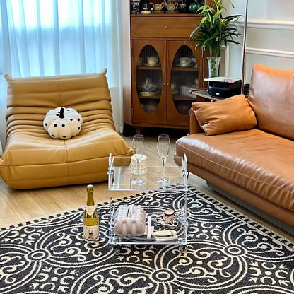 Modern Minimalist Acrylic Rectangular Side Table With 2/3-Tier Storage For Bedroom & Living Room