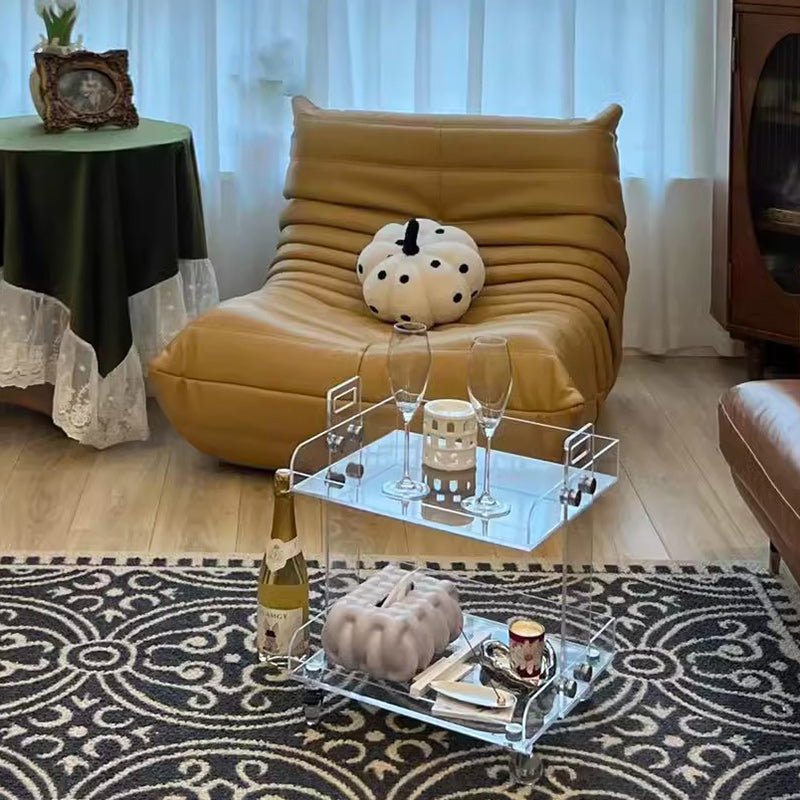 Modern Minimalist Acrylic Rectangular Side Table With 2/3-Tier Storage For Bedroom & Living Room