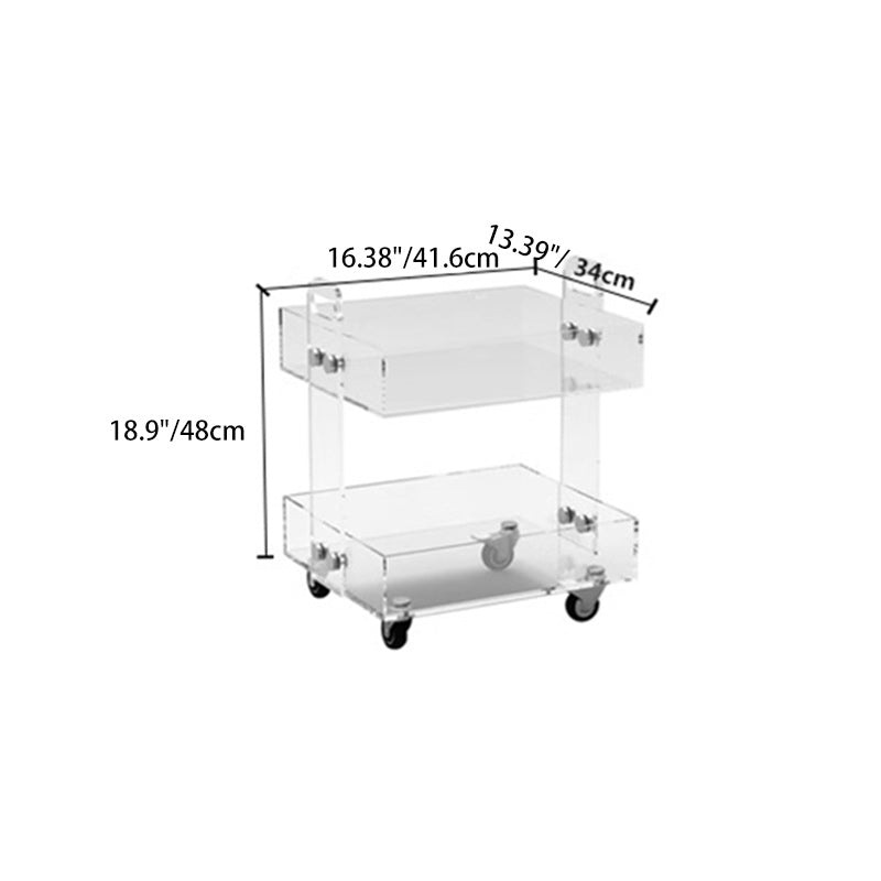 Modern Minimalist Acrylic Rectangular Side Table With 2/3-Tier Storage For Bedroom & Living Room