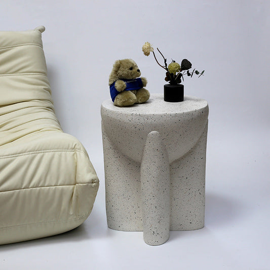 Modern Minimalist Magnesium Oxide Round Cross-Base Side Table For Living Room And Bedroom