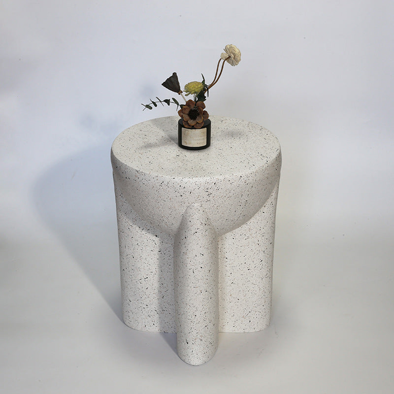 Modern Minimalist Magnesium Oxide Round Cross-Base Side Table For Living Room And Bedroom