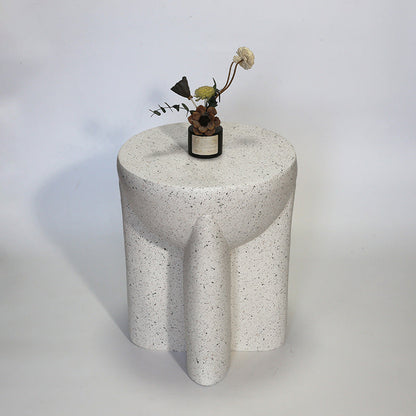 Modern Minimalist Magnesium Oxide Round Cross-Base Side Table For Living Room And Bedroom