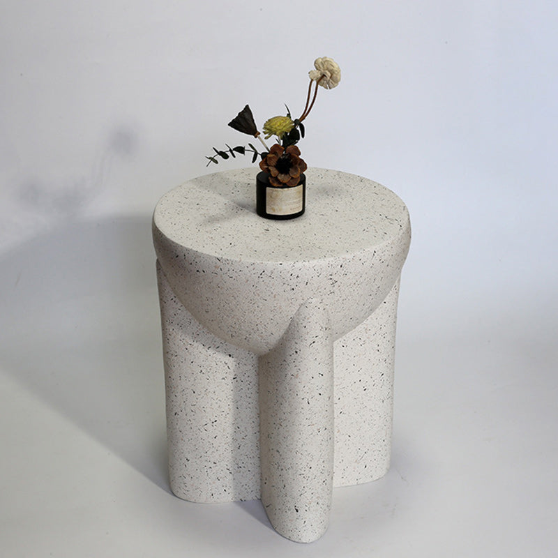 Modern Minimalist Magnesium Oxide Round Cross-Base Side Table For Living Room And Bedroom