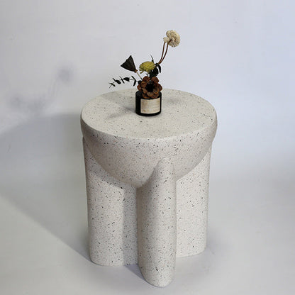 Modern Minimalist Magnesium Oxide Round Cross-Base Side Table For Living Room And Bedroom