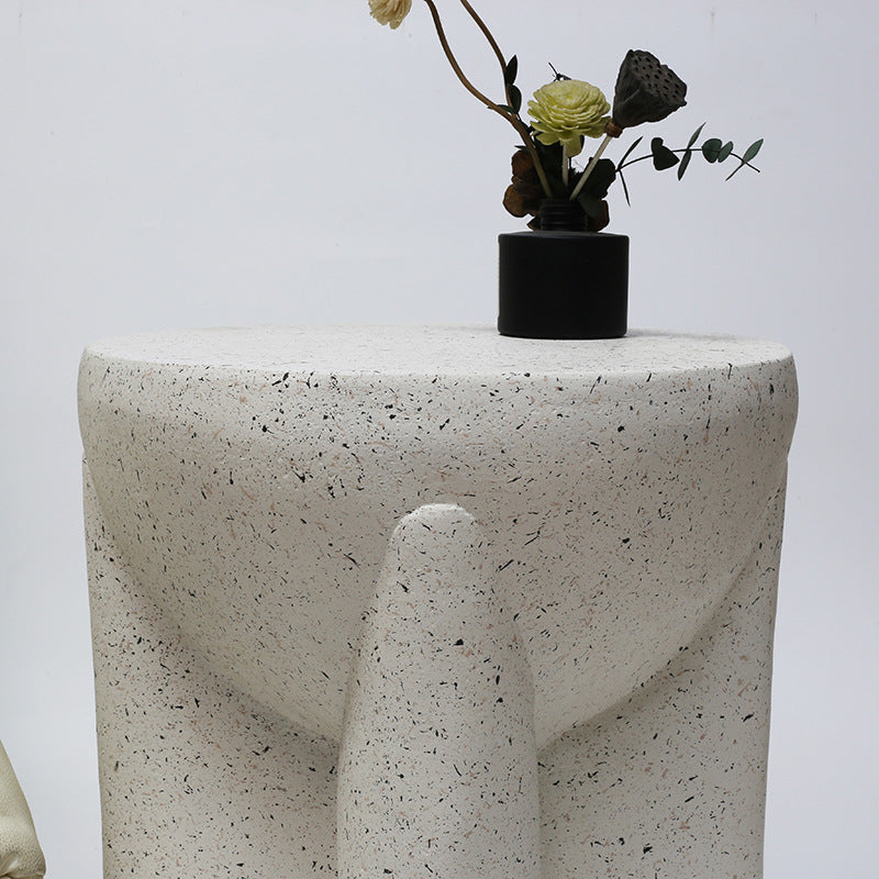 Modern Minimalist Magnesium Oxide Round Cross-Base Side Table For Living Room And Bedroom