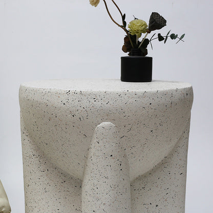 Modern Minimalist Magnesium Oxide Round Cross-Base Side Table For Living Room And Bedroom