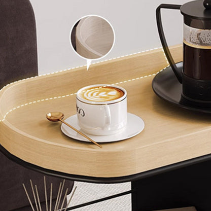 Contemporary Nordic MDF & Stainless Steel Oval Rolling Side Table 3-Tier For Bedroom And Living Room