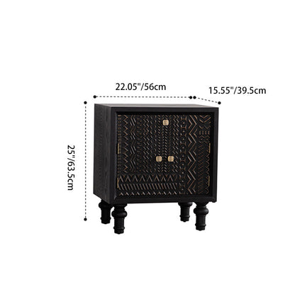Traditional Vintage Solid Wood Square Nightstand With 1-Drawer For Bedroom & Living Room