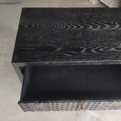 Traditional Vintage Solid Wood Square Nightstand With 1-Drawer For Bedroom & Living Room
