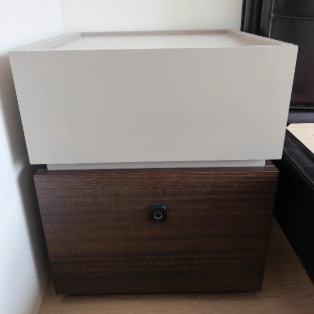Modern Minimalist Oak Rectangular Nightstand With 2 Drawers & Smart Lock For Bedroom And Living Room