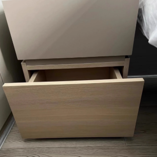 Modern Minimalist Oak Rectangular Nightstand With 2 Drawers & Smart Lock For Bedroom And Living Room