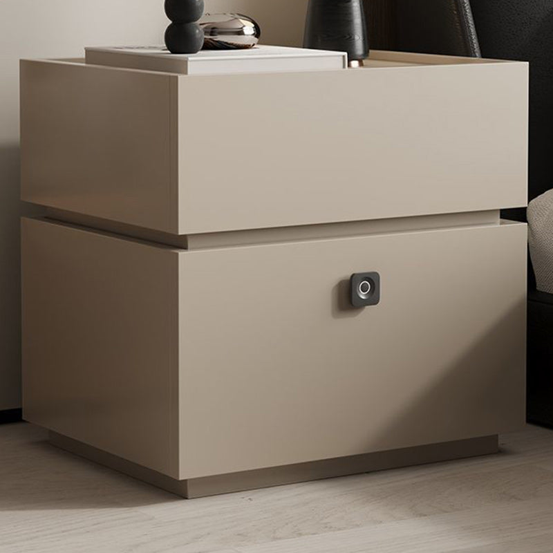 Modern Minimalist Oak Rectangular Nightstand With 2 Drawers & Smart Lock For Bedroom And Living Room