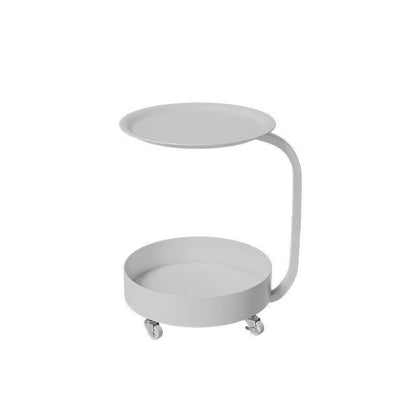 Modern Minimalist Marble & Iron Round Side Table With 2-Tier Storage For Bedroom & Living Room