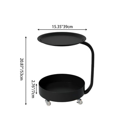 Modern Minimalist Marble & Iron Round Side Table With 2-Tier Storage For Bedroom & Living Room