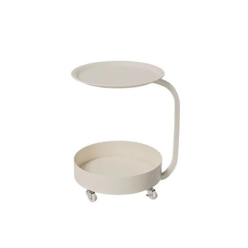 Modern Minimalist Marble & Iron Round Side Table With 2-Tier Storage For Bedroom & Living Room