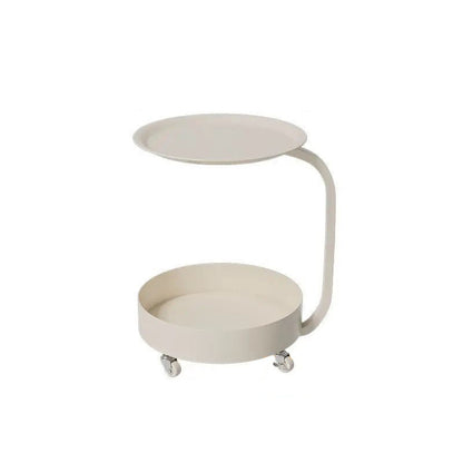 Modern Minimalist Marble & Iron Round Side Table With 2-Tier Storage For Bedroom & Living Room