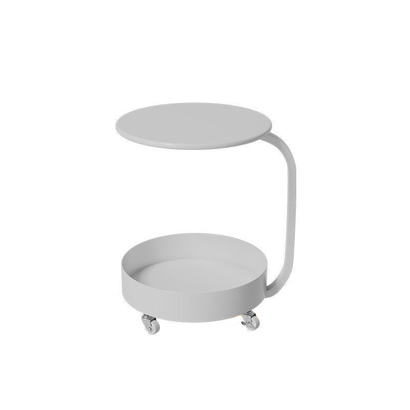 Modern Minimalist Marble & Iron Round Side Table With 2-Tier Storage For Bedroom & Living Room