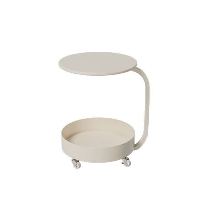 Modern Minimalist Marble & Iron Round Side Table With 2-Tier Storage For Bedroom & Living Room
