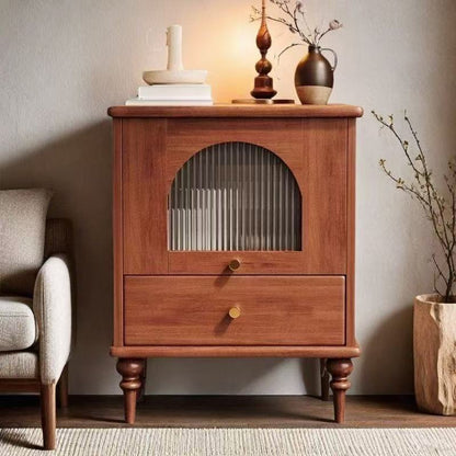Traditional Vintage Wood Rectangular Nightstand With 1-Drawer For Bedroom & Living Room