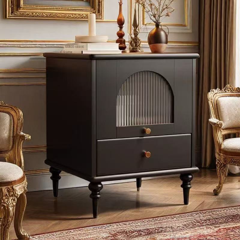 Traditional Vintage Wood Rectangular Nightstand With 1-Drawer For Bedroom & Living Room
