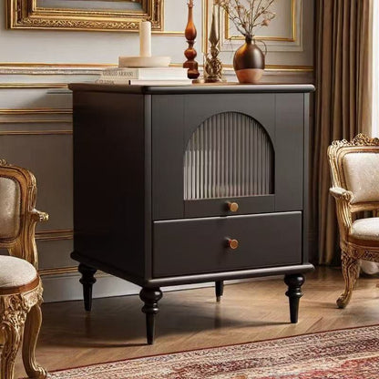 Traditional Vintage Wood Rectangular Nightstand With 1-Drawer For Bedroom & Living Room