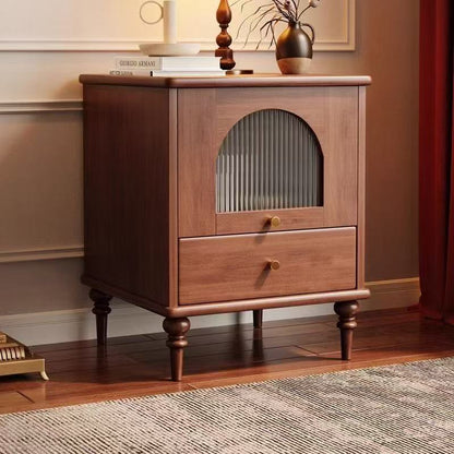 Traditional Vintage Wood Rectangular Nightstand With 1-Drawer For Bedroom & Living Room