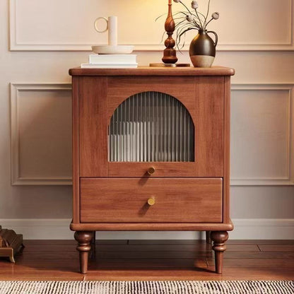 Traditional Vintage Wood Rectangular Nightstand With 1-Drawer For Bedroom & Living Room