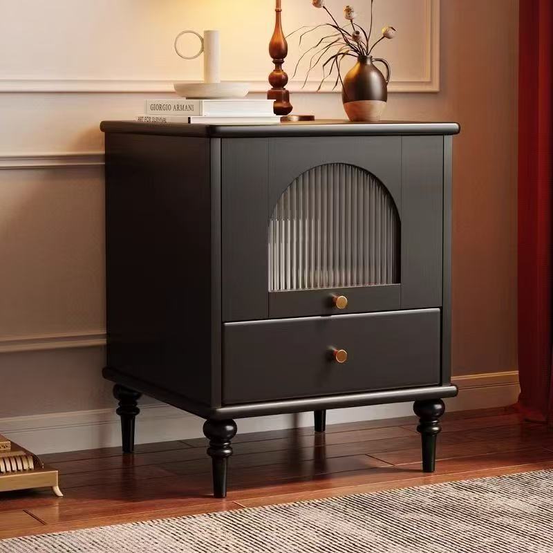 Traditional Vintage Wood Rectangular Nightstand With 1-Drawer For Bedroom & Living Room