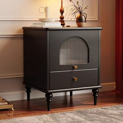 Traditional Vintage Wood Rectangular Nightstand With 1-Drawer For Bedroom & Living Room