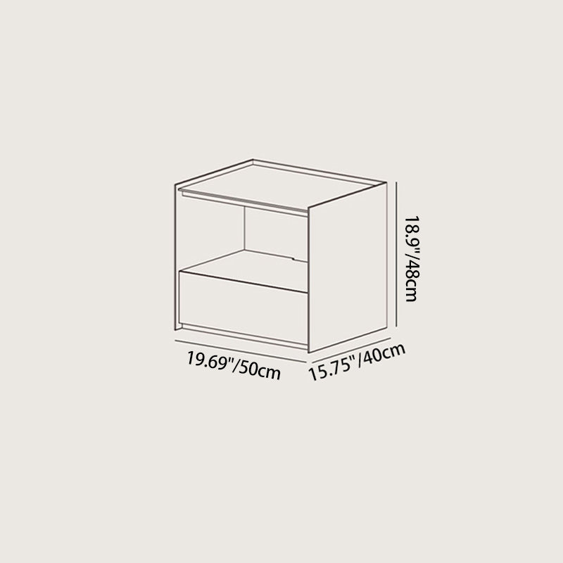 Contemporary Nordic Wood Square Nightstand With 1-Drawer Storage For Bedroom & Living Room