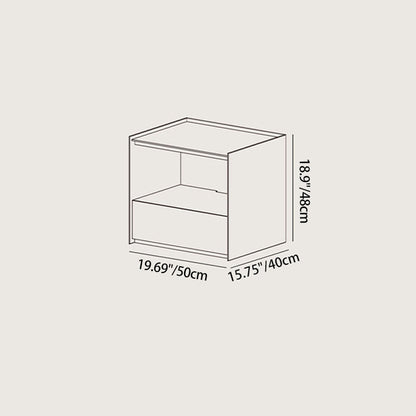 Contemporary Nordic Wood Square Nightstand With 1-Drawer Storage For Bedroom & Living Room