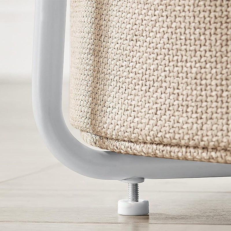 Modern Minimalist Metal Round Side Table With Fabric Basket Storage 2-Tier For Bedroom & Living Room