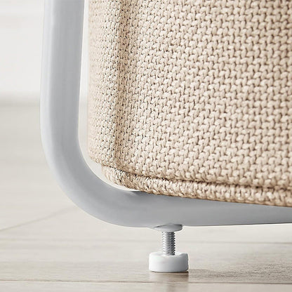 Modern Minimalist Metal Round Side Table With Fabric Basket Storage 2-Tier For Bedroom & Living Room