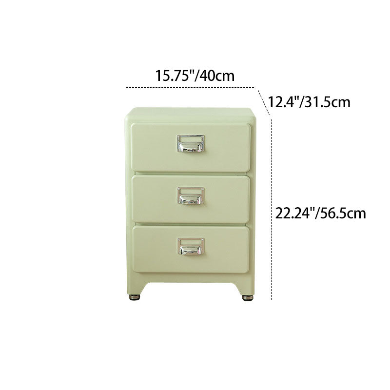 Traditional Japanese Iron Rectangular Nightstand With 3 Drawers For Bedroom & Living Room