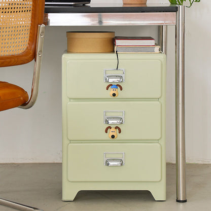 Traditional Japanese Iron Rectangular Nightstand With 3 Drawers For Bedroom & Living Room
