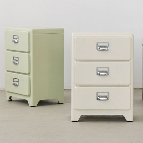 Traditional Japanese Iron Rectangular Nightstand With 3 Drawers For Bedroom & Living Room
