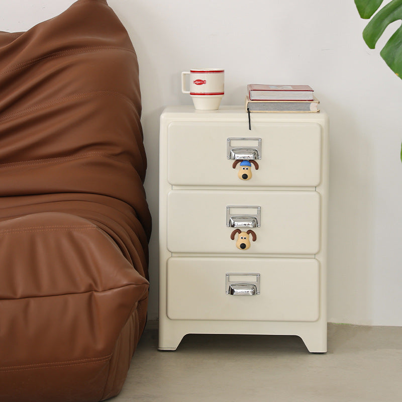 Traditional Japanese Iron Rectangular Nightstand With 3 Drawers For Bedroom & Living Room