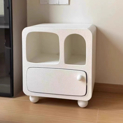 Contemporary Nordic E1 Board Square Nightstand With 1-Drawer For Bedroom & Living Room