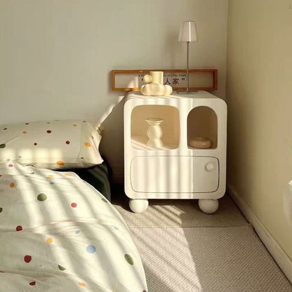 Contemporary Nordic E1 Board Square Nightstand With 1-Drawer For Bedroom & Living Room