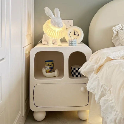 Contemporary Nordic E1 Board Square Nightstand With 1-Drawer For Bedroom & Living Room