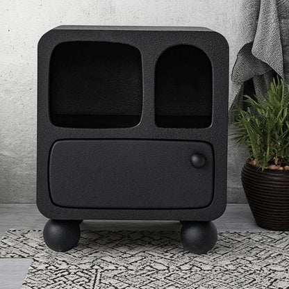 Contemporary Nordic E1 Board Square Nightstand With 1-Drawer For Bedroom & Living Room